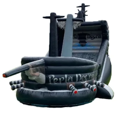 Black Inflatable Bouncy Pirate Ship Bounce and Slide