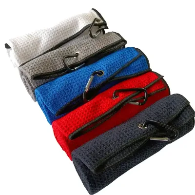 Wholesale Custom Logo Super Fiber Waffle Pattern Golf Towel Soft Microfiber Solid Color Printed for Adults Outdoor Sports