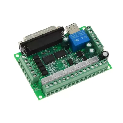 HLTNC 5 Axis DB25 Mach3 CNC Interface Board Green Breakout Board with Optocoupler Isolation for Stepper & Servo Motor Driver