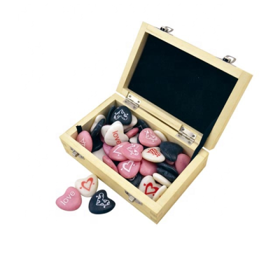 Wholesale Colorful Stone Heart Gifts Custom Engraving Designs in Wooden Display Box Marble Heart