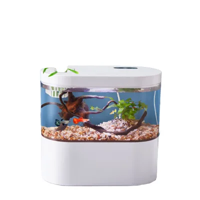 Dining Room Multifunctional Mini USB Fish Tank Eco-Friendly Plastic Aquarium with Bottom Filter System and LED Light for Kids