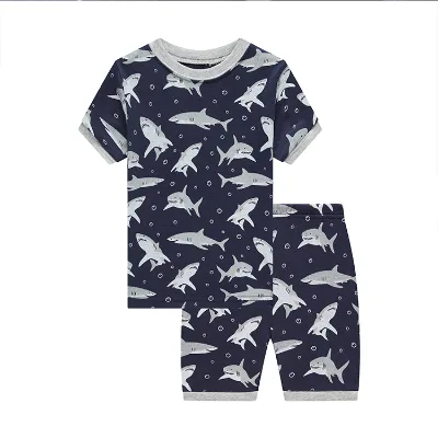 Wholesale Custom Shark Fish Print Pyjamas Kids Clothing Girls 7 Years Sets Pyjama Children Pajamas