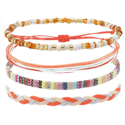 Summer Boho Seaside Vacation Style Friendship Durable Personality Geometric Pure Bead Jewelry Rice Bead Colorful Woven Bracelet