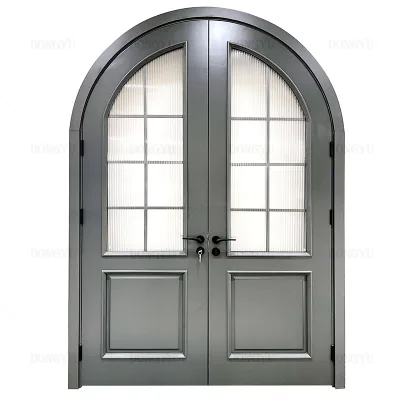 Custom Design Southwestern Style Exterior Double Doors French Oak Entry Arched Solid Wood Front Entrance Door for House