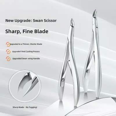 Russian-style Swan Small Incision Easy-to-Cut 3mm Cuticle Scissors Small Blade Matte Stainless Steel Cuticle Nippers