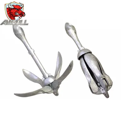 Ambull Wholesale High Quality Malleable Iron Folding Grapnel Anchor Hot Dip Galvanized/Powder Painted Surface CE Boat/Shallow