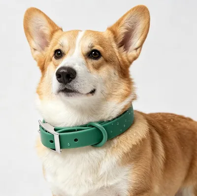 Soft Waterproof PVC Dog Collar with Metal Pin Buckle Adjustable Easy to Clean Outdoor Pet Collar for Small Medium Large Dogs