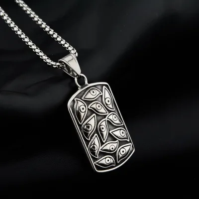 Evil Eye Hip-Hop Titanium Steel Evil Eye Pendant Personality Men and Women Casual Couple Necklace