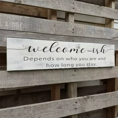 Farmhouse Rustic Wood Welcome Sign Housewarming Gift Decoration Entrance Front Door 4x16 Inches