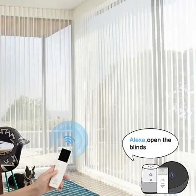 Modern Design Built-In Plain Electric Sliding Doors Waterproof UV-Resistant Polyester Fabric Vertical Dream Blinds for Rooms
