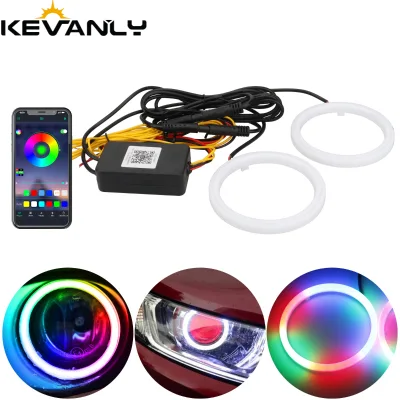 Car LED Headlight Demon Eyes Evil Eyes APP Control 60mm 80mm 100mm for Cars Daytime Running Light Drl