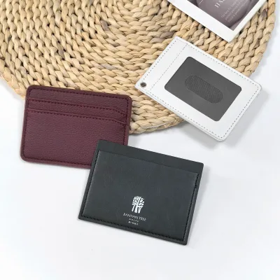 Custom Logo PU Leather Card Wallet Stitched Multi Pocket Card Holder ID Card Pouch for Business Souvenir Gift