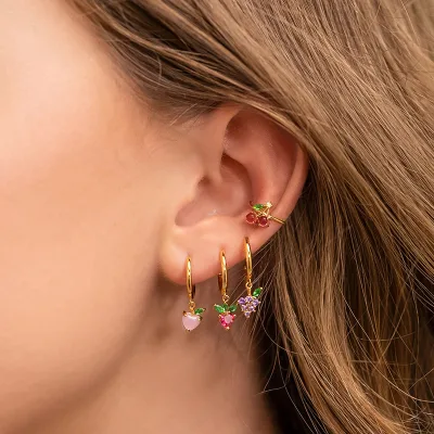 Wholesale Summer Fashion Colorful Gold Plated Zircon Grape Pineapple Tropical Fruit Statement Earrings for Women Trendy Boho