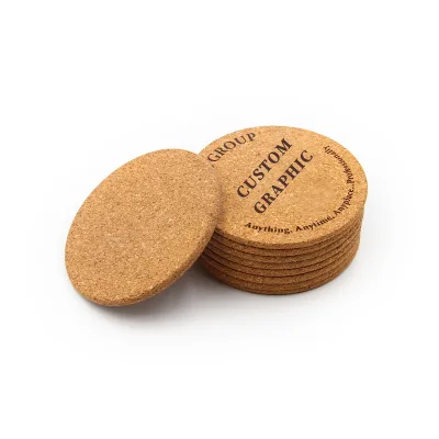 Natural Eco Friendly Hot Beverages Tea Cup Cork Backed Coasters Wood Cork Coasters Round Cork Placemats Drink Wine Set