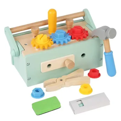 Montessori Wooden Handheld Toolbox Kids Woodworking Disassembly Simulation Pretend Play STEM Educational Toy