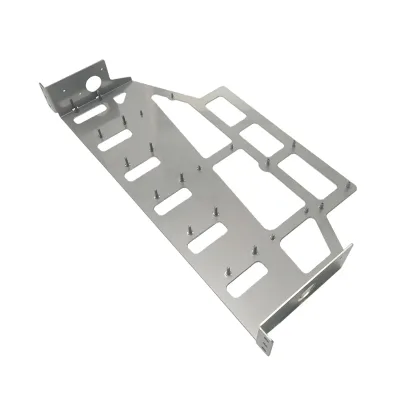JianQiao Custom Laser Cut Stainless Steel Bracket with Welded Studs Multiple Rectangular Cutouts for Electronic Device Mounting