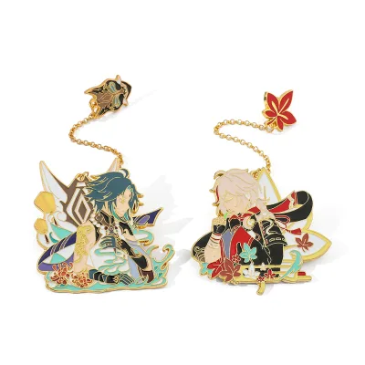 Anime Genshin Impact Metal Brooch High Quality Cartoon Kaedehara Kazuha Cosplay Clothing Accessory for Gifts