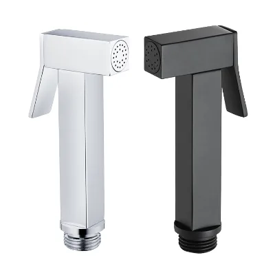 Modern Square Black Color Bathroom Wall-mounted Vertical Spray Brass Handheld Bidet Sprayer Shattaf in Toilet