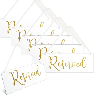 Custom Acrylic Wedding Signs Ribbon Hanging Decorations Reserved Seats Important Events Tags Church Pews Restaurant
