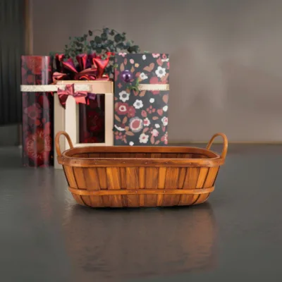 Yulin Jiafu Large Vintage Style Rattan Gift Hamper Basket Wood Gift Box