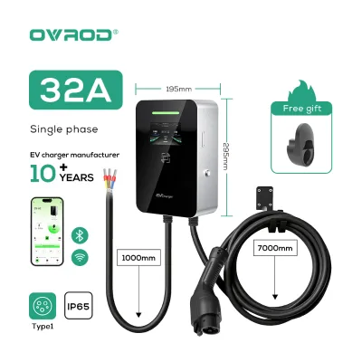 Ovrod 32A Wall Hanging Electric Vehicle Charger Waterproof Shell for Indoor and Outdoor Parking