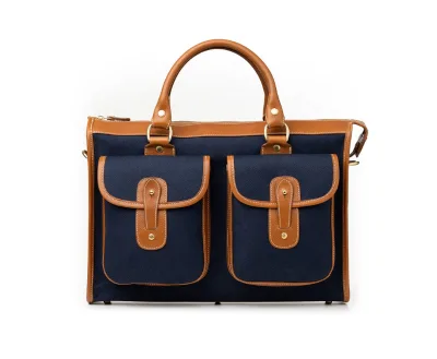 Waterproof Vintage Genuine Leather Briefcase Unisex Soft Bag Shoulder Satchel for Computer or Laptop Rustic Canvas Style