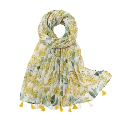 Custom Muslim Printed Hijab Long Scarf for Women Polyester Floral Pattern Dot Design Winter Ready