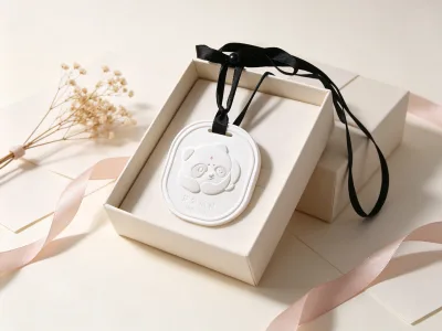 Cute Panda Printed Plaster DIY Aroma Diffuser Hanging Ornament with Fresh Scent Oil Custom Logo & Size for Home Fragrance Gifts