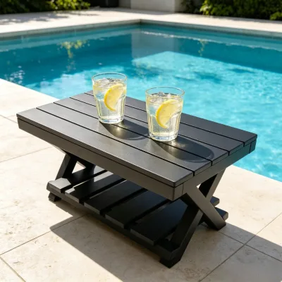 Factory Direct Wholesale Outdoor Table Aluminum Waterproof UV Resistant Coffee Table for Pool Villa Patio Garden
