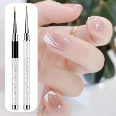 Professional Nail Art Pen with Custom Logo Dual Nail Liner Brush Featuring French Liner Metal Handle Nylon Bristles