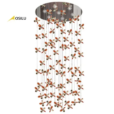 2022 New K9 Crystal Flower Shape Design Decorative Atmosphere Staircase Lamp Crystal Chandelier