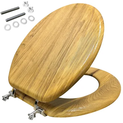 Old-fashioned Molded Wood Toilet Seat Solid Wood Veneer Durable Metal Hinge Anti-Slip Anti-Bacteria Bathroom Use China Factory