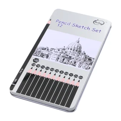 Bview Art New Product Black Wooden HB Pencil for School Artists Beginner Sketching