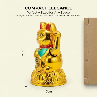 4.5Inch Waving Lucky Cat Battery Operated Chinese Fortune Cat for Home Office Shop Decor Good Luck Wealth Symbol Gift