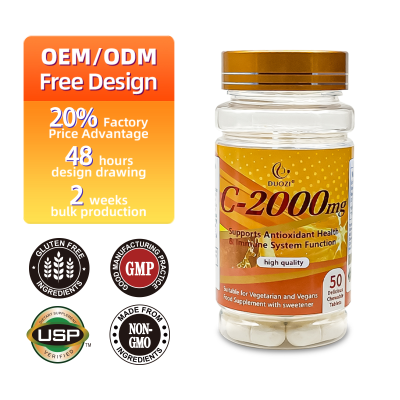 C-2000mg Vitamin C Antioxidant Immune Support Supplement Vegan Vegetarian Friendly GMP Certified Adult Use 50 Count Vitamin C