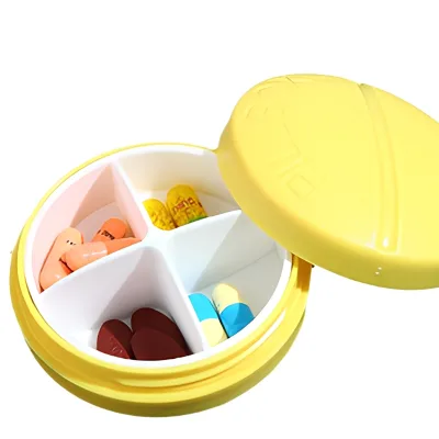 Four-Compartment Plastic Pill Box Portable Carry-On Tablet Capsule Storage Box Wholesale Sealed Gifts