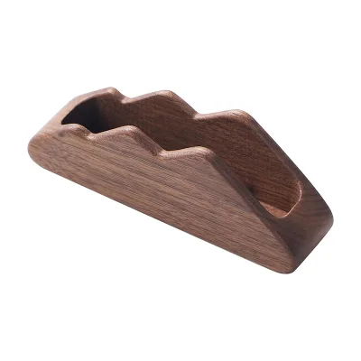 Wholesale Peak Case Solid Walnut Wood Business Card Holder for Office Reception Shop