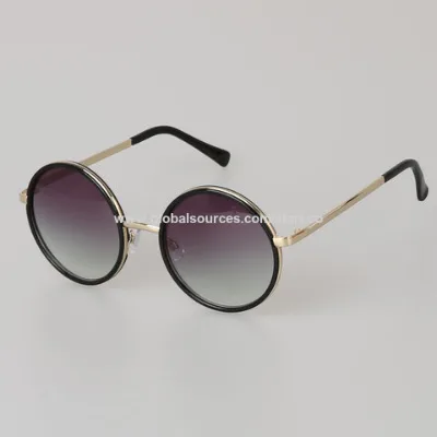 Wholesale women's metal sunglasses,round frame shape,100% UV 400 protection lens,any Pantone colors are available,OEM available