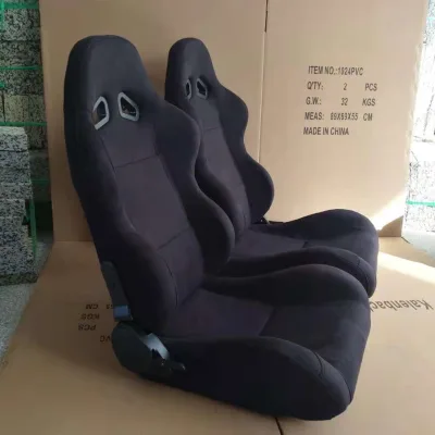 JBR1004 BLACK PVC Adjustable Racing Car Seat Simulator Bucket Chair with Sliding Track and Leather Backrest