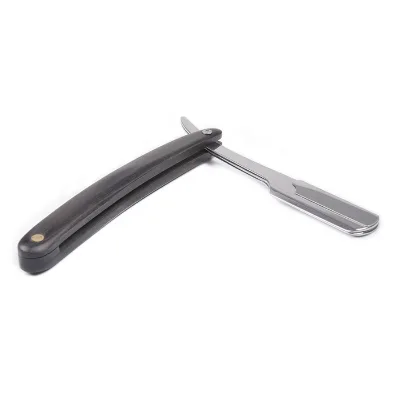 Private Label razor Blades Changeable Black Color Wooden Handle Barber Blades Straight Single Edge Shaving razor