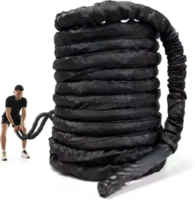 Nylon Weighted Battle Rope Heavy Duty Abrasion Resistant Fitness Rope for Home Gym Full-Body Strength HIIT Workout