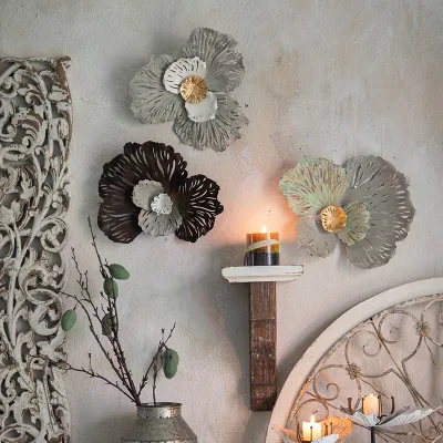 Metal Decorative Wall Hanging 3D Flower for Vintage Living Room Decoration Bathroom Hanging Bedroom Decoration