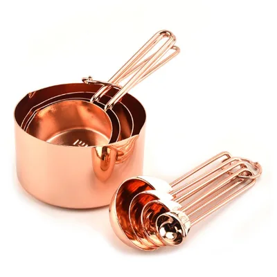 High Quality Rose Gold Stainless Steel Handle Measuring Cups and Spoons Set