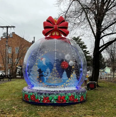Hot Selling Inflatable Snow Globe Photo Booth with Blower,Transparent Christmas Inflatable Snowball with Led Light