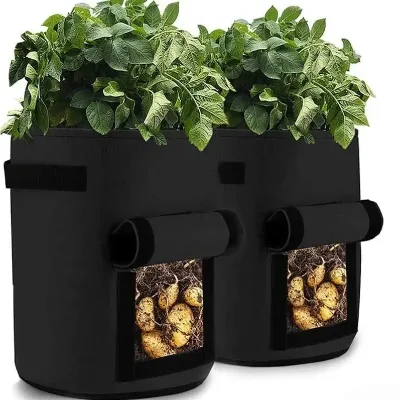 New Potato Grow Bags 4 Gallon Breathable Waterproof Fabric With Window for Vegetables Grow Bags
