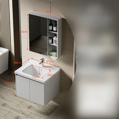 Cool Minimalist Clean Lines Water Immersion Resistant Aluminum Bathroom Cabinet with Multi-Layer Storage