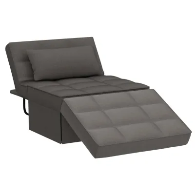 Brown Modern Sofa Bed Breathable Linen Couch Bed with Reclining Back for Living Room Apartment Office