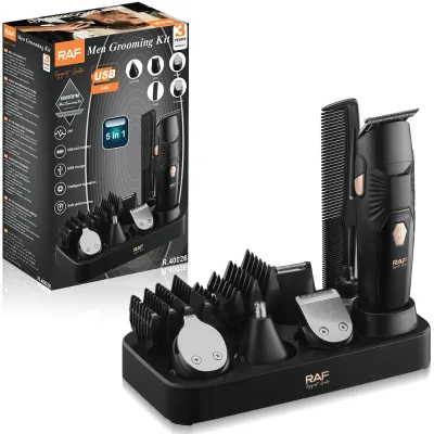 RAF R.40026 Men Grooming Kit 3W 6000RPM 600mAh USB Type C 5 in 1 Kit De Aseo Masculino Multi Trimmer With Charging Stand