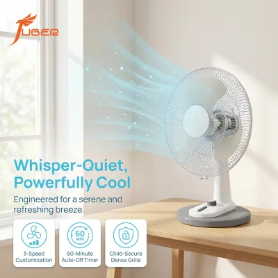 40cm 3 Speed Oscillating Desktop Fan for Student Dormitory Quiet Operation Low Noise Compact Space Saving Desktop Fan