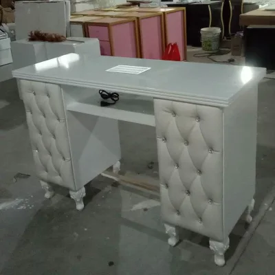 Luxury Nail Art Table with Pull-button Design, Ideal for Beauty Salons and Nail Furniture Stores